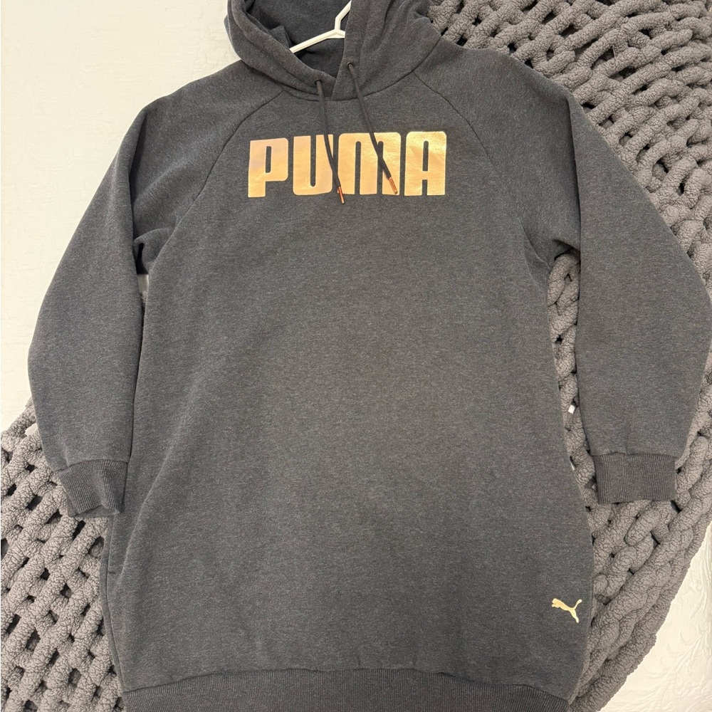 PUMA women’s Holiday pack charcoal grey & Rose Gold Logo sweater dress